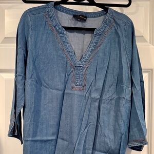 Susan Graver Denim pop over top NWOT
